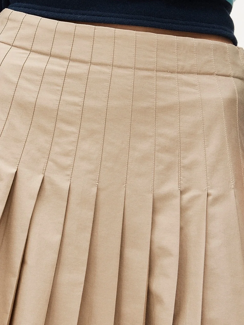 Petite pleated midi skirt in cotton poplin